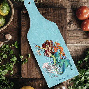 Fantasy Mermaid Teal Tail Cutting Board