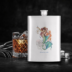 Fantasy Mermaid Teal Tail Hip Flask