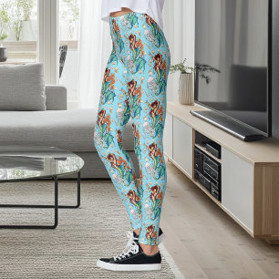 Fantasy Mermaid Teal Tail Leggings
