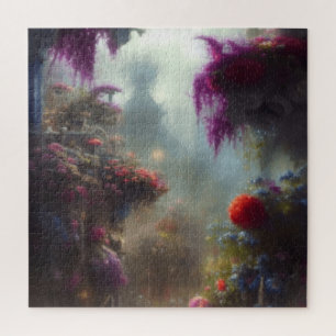 Fantasy Misty Rainy Magical Garden Landscape Jigsaw Puzzle