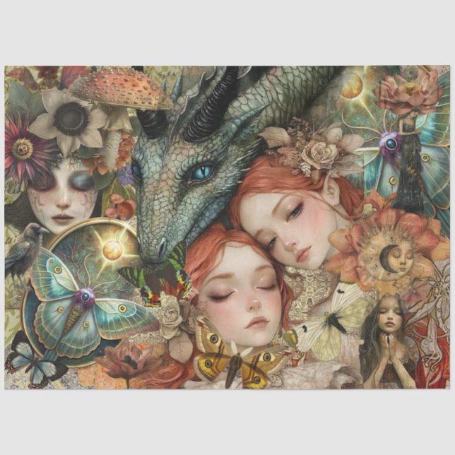 Fantasy Mixed Media Garden Collage Decoupage Tissue Paper (Front)