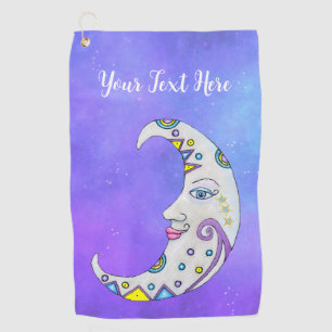 Fantasy Moon Colorful Markings PREtty Face Sky  Golf Towel