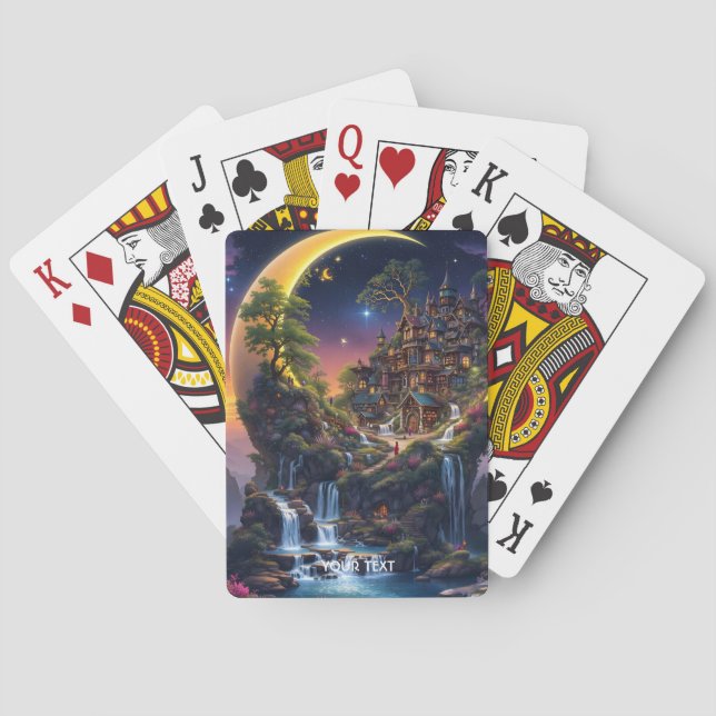 Fantasy Moon Waterfall Forest  Playing Cards (Back)