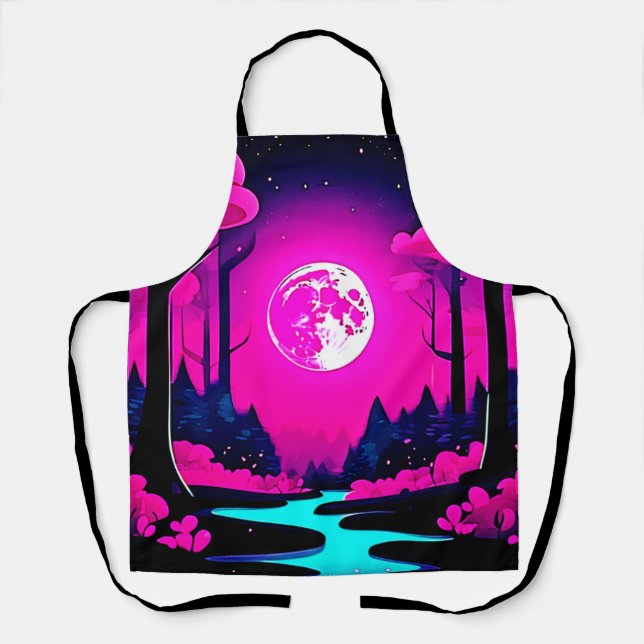 Fantasy Moonlit Woods Art Apron (Front)