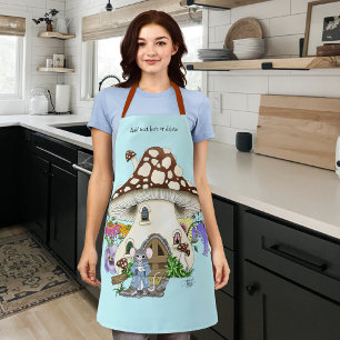 Fantasy Mouse Mushroom House Floral Apron