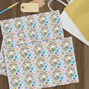 Fantasy Mouse Mushroom House Floral Tissue Paper