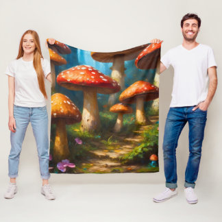 Fantasy Mushrom Fleece Blanket