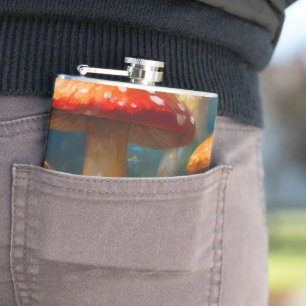 Fantasy Mushrom Vinyl Wrapped Flask