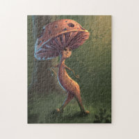 Fantasy mushroom character in forest