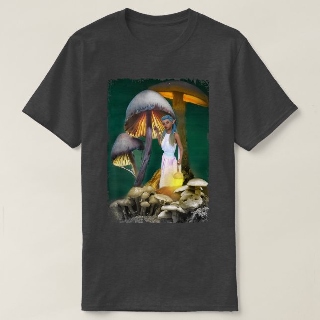Fantasy Mushroom Fairy Forest  T-Shirt (Design Front)