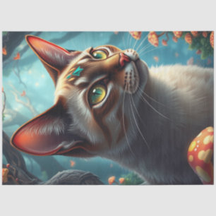 Fantasy Mushroom Forest Colourful Cat Tissue Paper