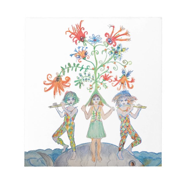 Fantasy Musicians on a Giant Fish Notepad (Front)