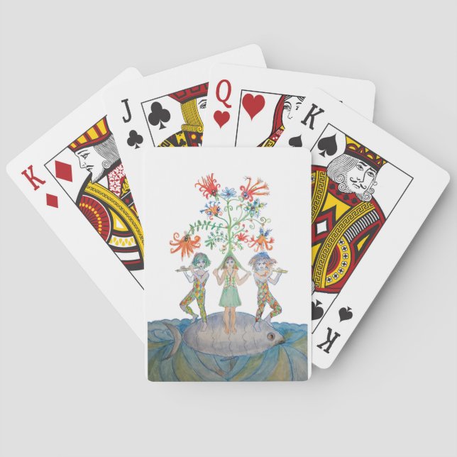Fantasy Musicians on a Giant Fish Playing Cards (Back)