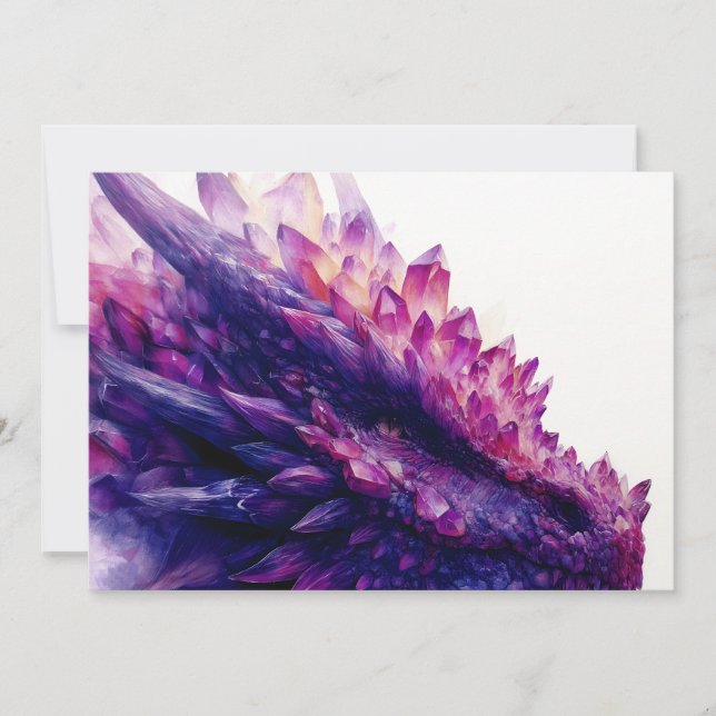 Fantasy Mystical Amethyst Crystal Dragon Beast Announcement (Front)