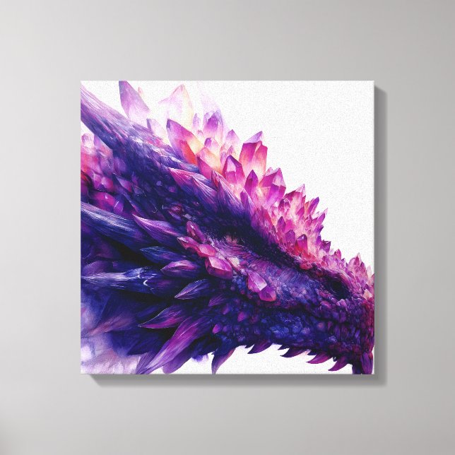 Fantasy Mystical Amethyst Crystal Dragon Beast Canvas Print (Front)