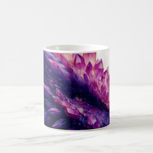 Fantasy Mystical Amethyst Crystal Dragon Beast Coffee Mug (Center)