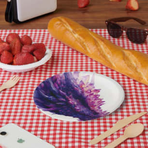 Fantasy Mystical Amethyst Crystal Dragon Beast Paper Plate