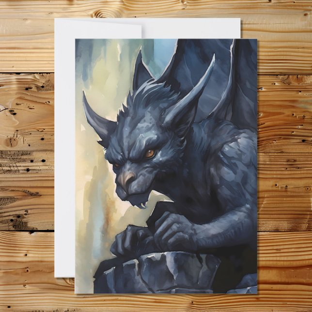 Fantasy Mythological Black Gargoyle  Holiday Card (Creator Uploaded)
