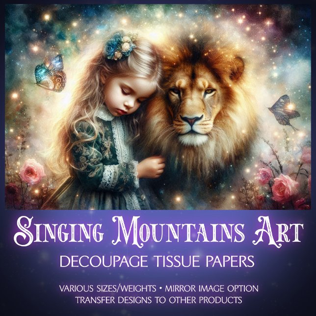 Fantasy Narnia Lion Friend and Girl Decoupage Tissue Paper (Creator Uploaded)