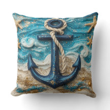 Fantasy Nautical Anchor Throw Pillow