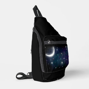 Fantasy Night Sky Moon and Stars Sling Bag