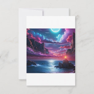 Fantasy Ocean Sunset Beach Wedding Invitation