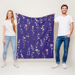 Fantasy of coloured flowers fleece blanket