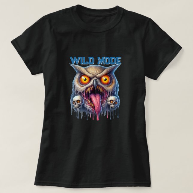 Fantasy Owl in Wild Mode T-Shirt (Design Front)
