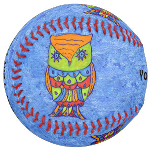 Fantasy Owl Neon Colours Star Eyes Blue Softball