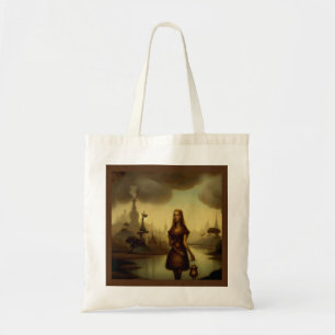 Fantasy Painting 4 - Girl Holding Lantern Tote Bag