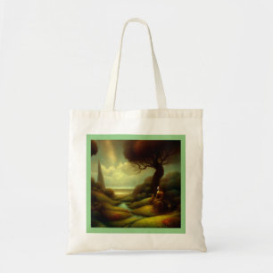 Fantasy Painting 7  - Woman and Cat Tote Bag