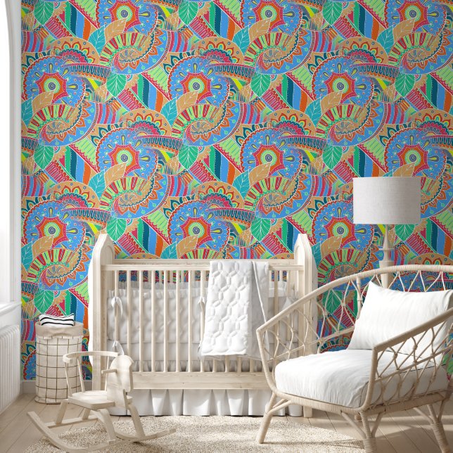 Fantasy Paisley Ornaments Seamless Pattern 2 Wallpaper (Kids)