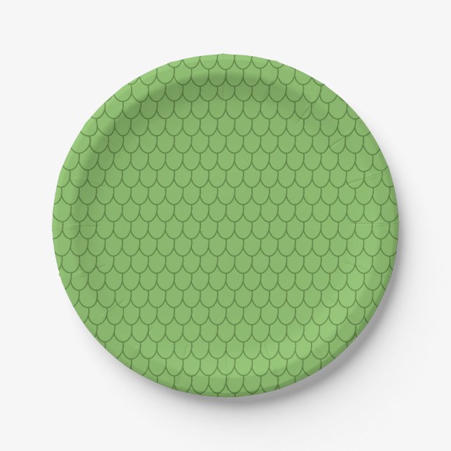 FANTASY PARTY, GREEN DRAGON SCALES PATTERN Novelty Paper Plate (Front)