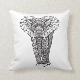Fantasy Patterned Elephant Doodle Cushion