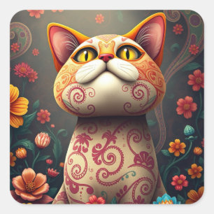 Fantasy Patterned Fun Cat Stickers