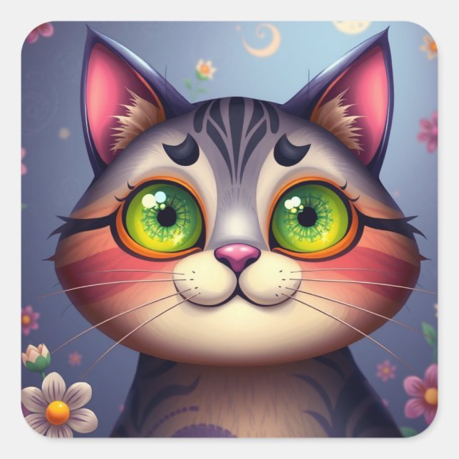 Fantasy Patterned Fun Cat Stickers (Front)