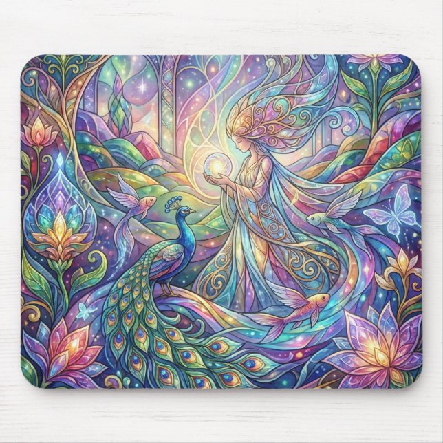 Fantasy Peacock Gel Mouse Pad (Front)