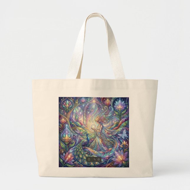 Fantasy Peacock Tote Bag (Front)