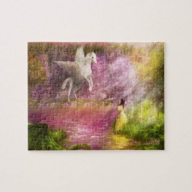 Fantasy - Pegasus - The enchanted garden Jigsaw Puzzle (Horizontal)