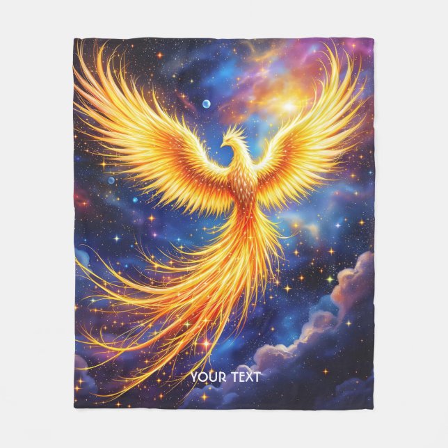 Fantasy Phoenix Stars Space Fleece Blanket (Front)