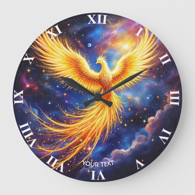 Fantasy Phoenix Stars Space Large Clock (Front)