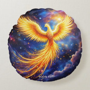Fantasy Phoenix Stars Space Round Cushion
