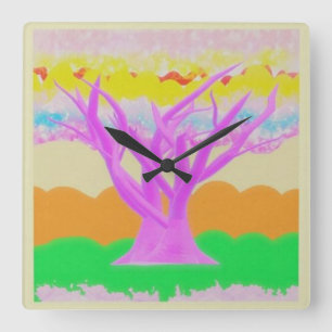 Fantasy picture parade with soft paster colours square wall clock