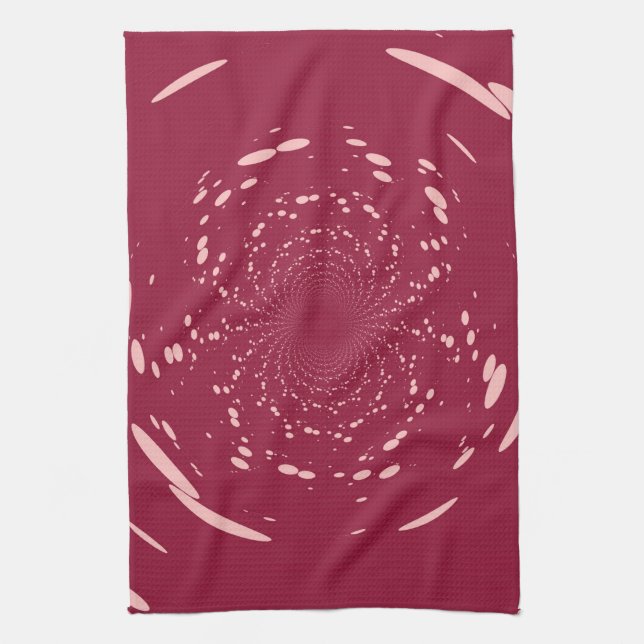 Fantasy Pink Dots Abstract Retro Art Deco Tea Towel (Vertical)