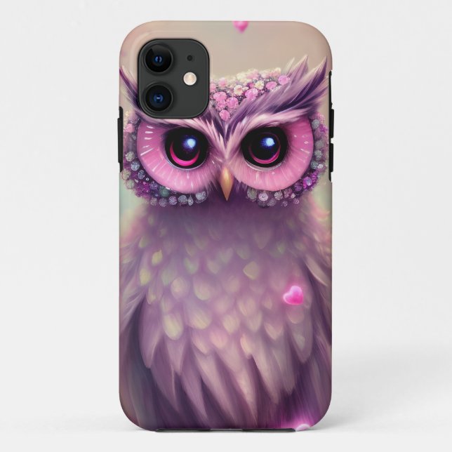 Fantasy Pink Fluffy Kawaii Owl  Case-Mate iPhone Case (Back)
