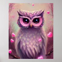 Fantasy Pink Fluffy Kawaii Owl