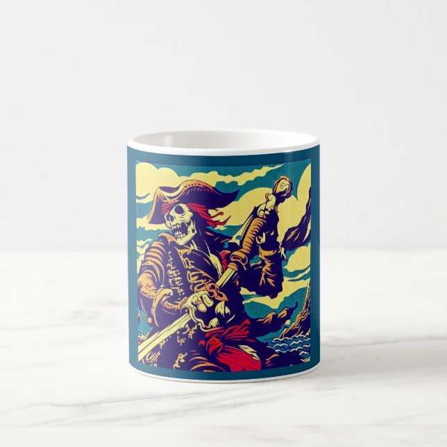 Fantasy Pirate Anime - Woodcut 1 Coffee Mug (Center)