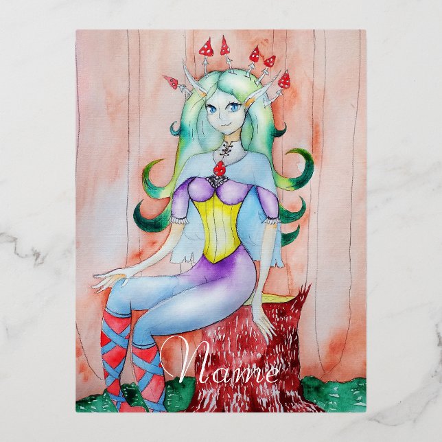 Fantasy Pixie Fairy Thunder_Cove Foil Holiday Postcard (Front)