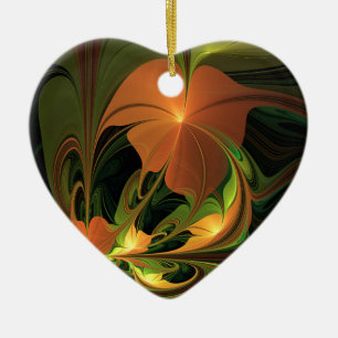 Fantasy Plant Abstract Green Rust Brown Fractal Ceramic Tree Decoration