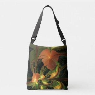 Fantasy Plant Abstract Green Rust Brown Fractal Crossbody Bag